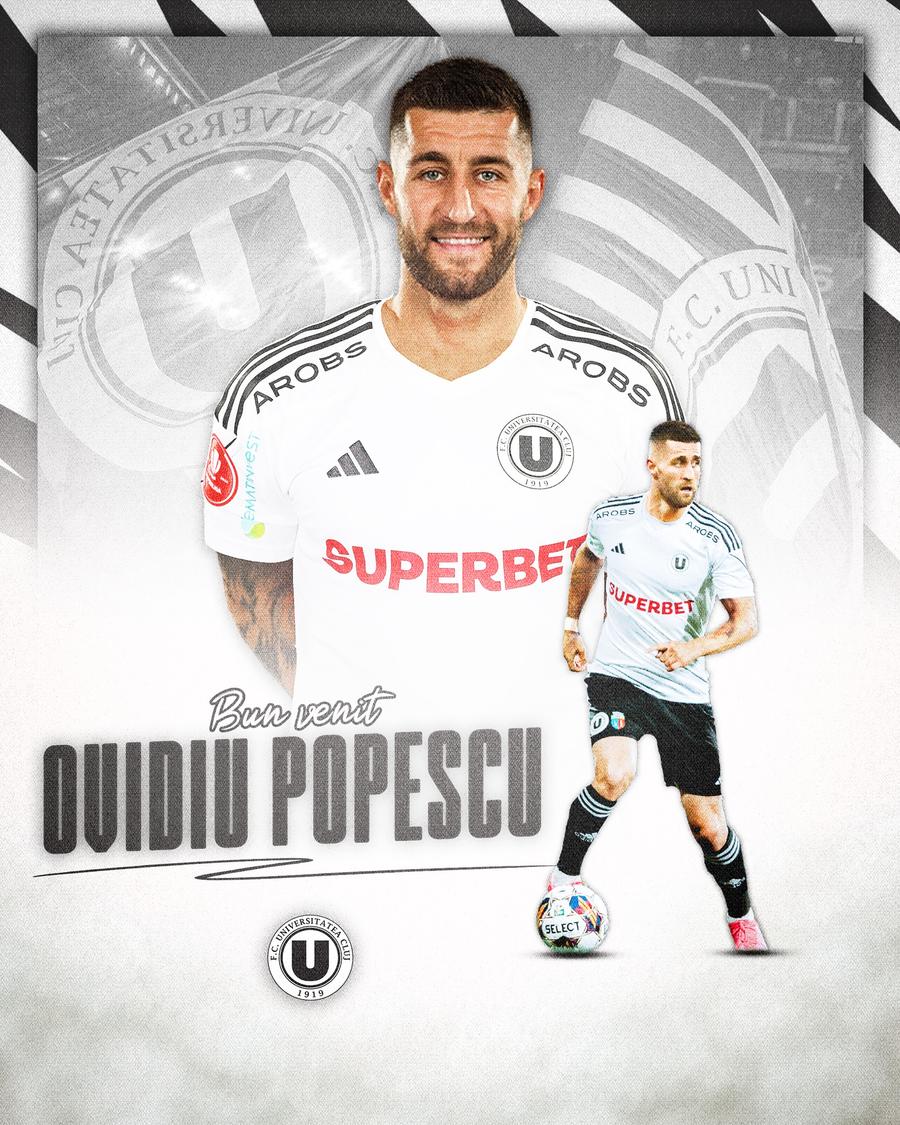 Ovidiu Popescu, prezentat de U Cluj Ovidiu Popescu, confirmat la Universitatea Cluj » Anunțul clubului