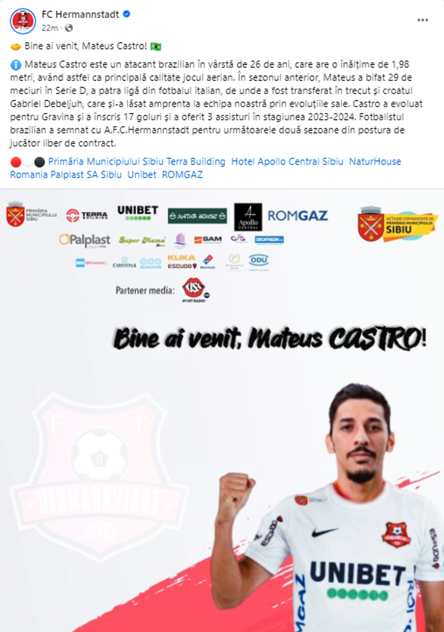 Transfer de ultimă oră în Superligă » L-au adus pe noul Compagno: cine e „tancul” de 1,98 metri!