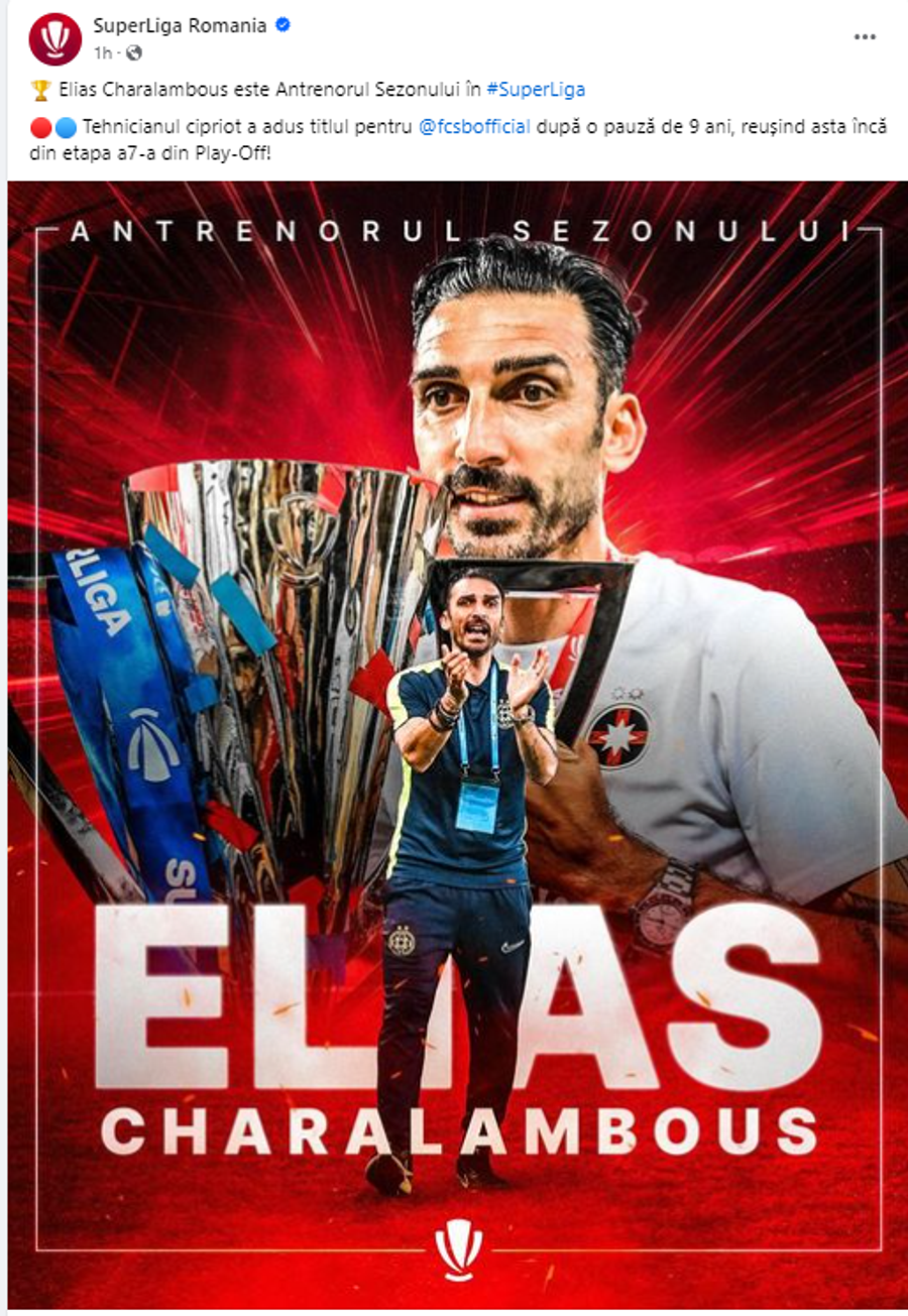Elias Charalambous, ales antrenorul sezonului A fost ales antrenorul sezonului în Superligă