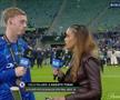 Cu trofeul în pantaloni după finala Conference League! Reportera nu s-a abținut: „Interesant...”