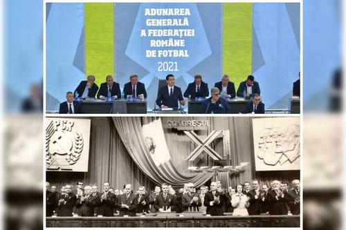 Într-o atmosferă festivistă, marcată de nenumărate ropote de aplauze și gesturi slugarnice, amintind de alte vremuri, Burleanu și-a prezentat la Adunarea Generală a FRF realizările și planurile de viitor
