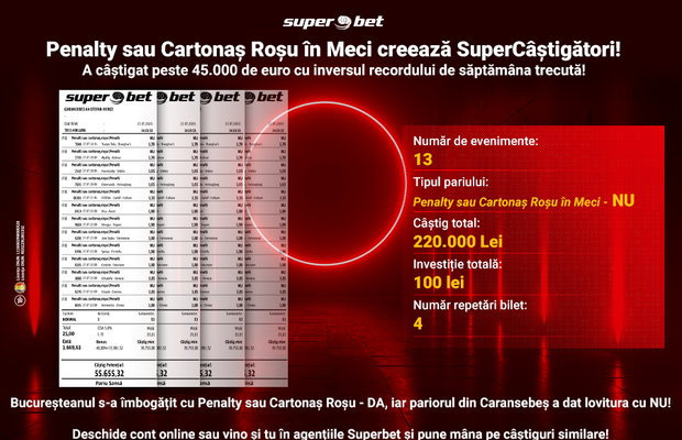 „Am câștigat 45.000 de euro la ultima încercare la pariuri! Am văzut recordul, dar eu joc de mult Penalti sau Cartonaș Roșu – NU!