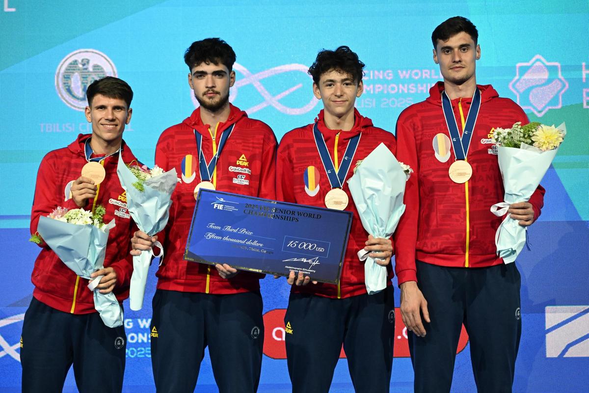 Echipa de sabie a României a câștigat medalia de bronz pe echipe la Campionatele Mondiale de la Tbilisi