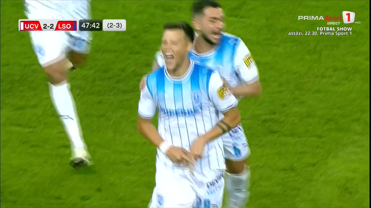 Adrian Rus, gol spectaculos în Universitatea Craiova - Levski Sofia