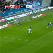 Golul marcat de Adrian Rus în Universitatea Craiova - Levski Sofia / Foto: Captură Prima Sport 1