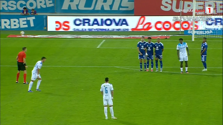 Golul marcat de Adrian Rus în Universitatea Craiova - Levski Sofia / Foto: Captură Prima Sport 1