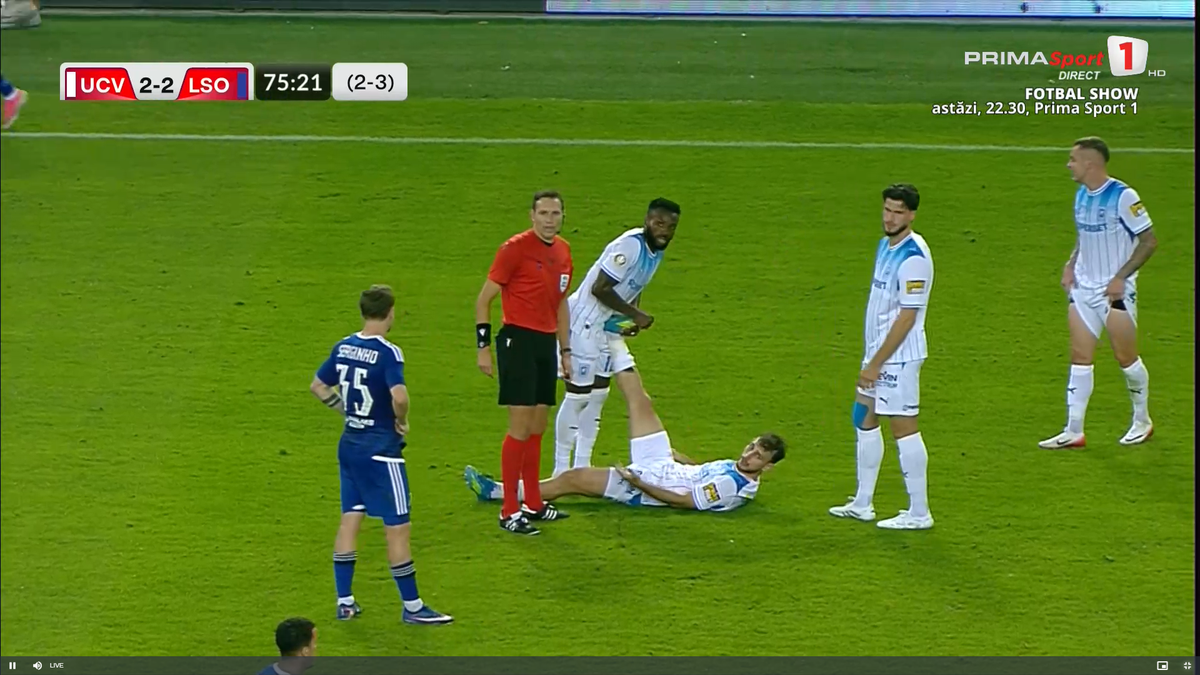 Anzor Mekvabishvili s-a accidentat în Universitatea Craiova - Levski Sofia