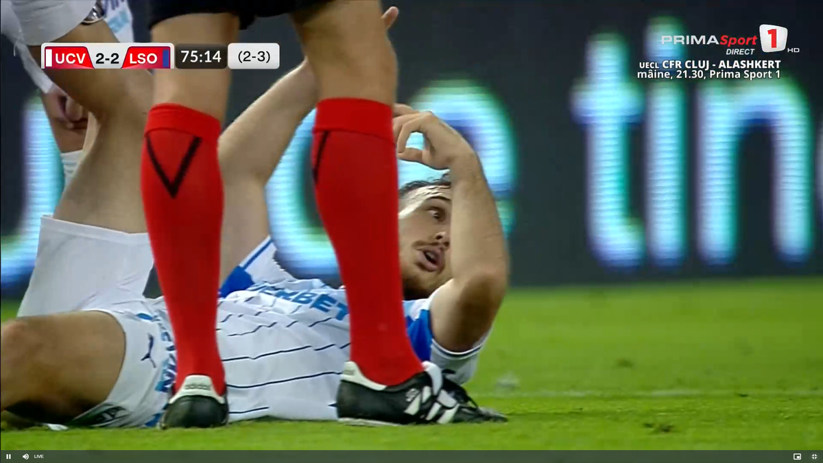 Anzor Mekvabishvili s-a accidentat în Universitatea Craiova - Levski Sofia
