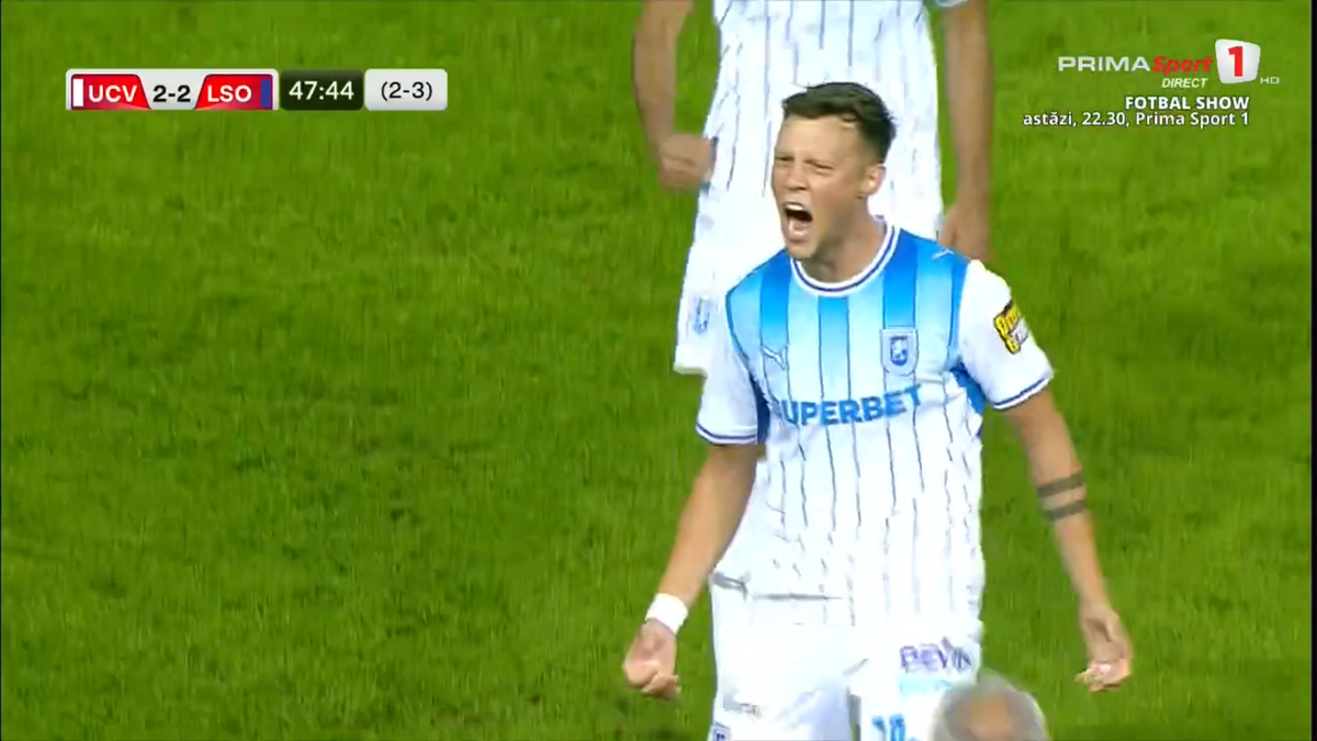 Adrian Rus, gol spectaculos în Universitatea Craiova - Levski Sofia