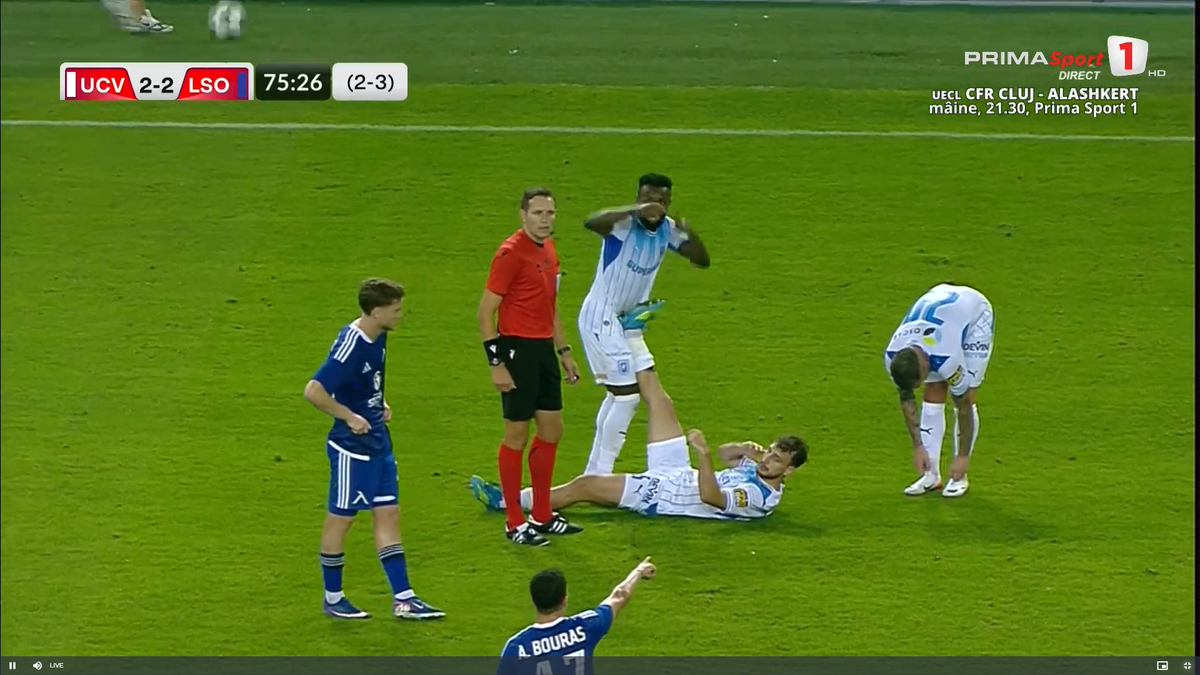 Anzor Mekvabishvili s-a accidentat în Universitatea Craiova - Levski Sofia