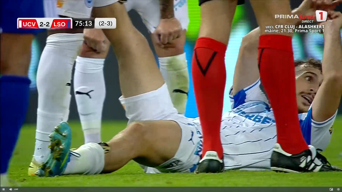 Anzor Mekvabishvili s-a accidentat în Universitatea Craiova - Levski Sofia