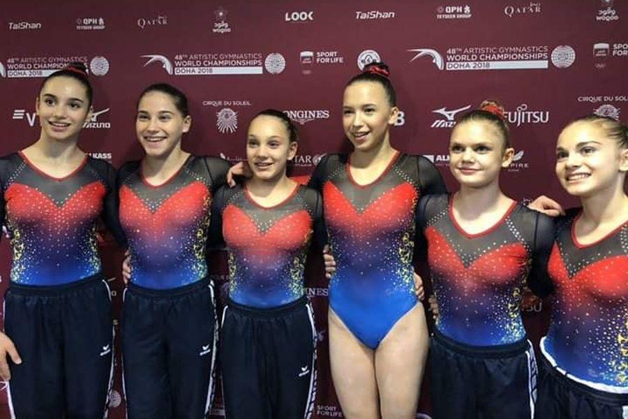 Ivănuș, Iacob, Crișan, Ghiciuc, Golgotă și Holbură au reprezentat România la CM 2018, primele două au ales să se retragă în acest an (foto: FRG) EXCLUSIV Interviu Nicolae Forminte înainte de calificările cruciale: „Asta produce gimnastica românească acum, cu asta trebuie să defilăm”