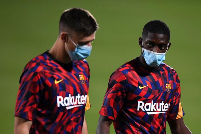 Ousmane Dembele (dreapta), care jucase din nou după zece luni de pauză pentru Barcelona, a apărut la ședința de pregătire cu un sfert de oră întârziere.