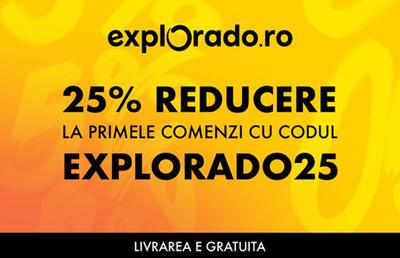 Explorado.ro urează bun venit cumpărătorilor cu reduceri de 25% la primele comenzi