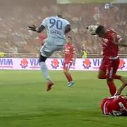 Faza controversată din Oțelul - Dinamo / Captură Digi Sport