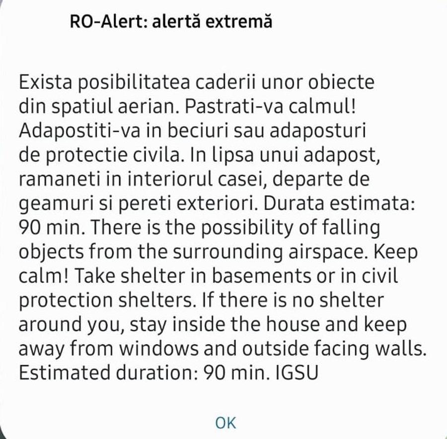 Mesajul primit de gălățeni prin intermediul RO-Alert RO-Alert la Galați, imediat după Oțelul - Dinamo: „Există posibilitatea căderii unor obiecte din spaţiul aerian” » GSP a surprins scenele petrecute la stadion