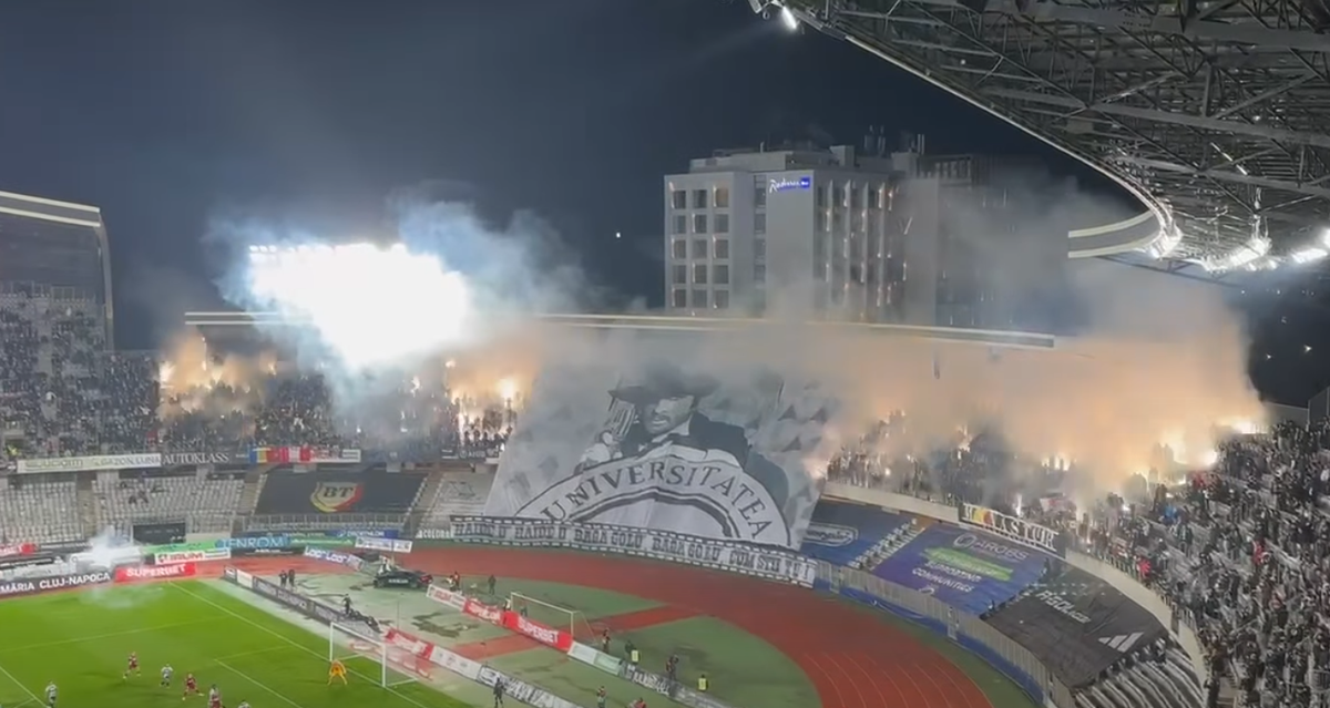 U Cluj, scenografie cu Florin Piersic la derby-ul cu CFR Cluj