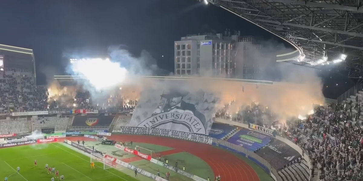 U Cluj, scenografie cu Florin Piersic la derby-ul cu CFR Cluj