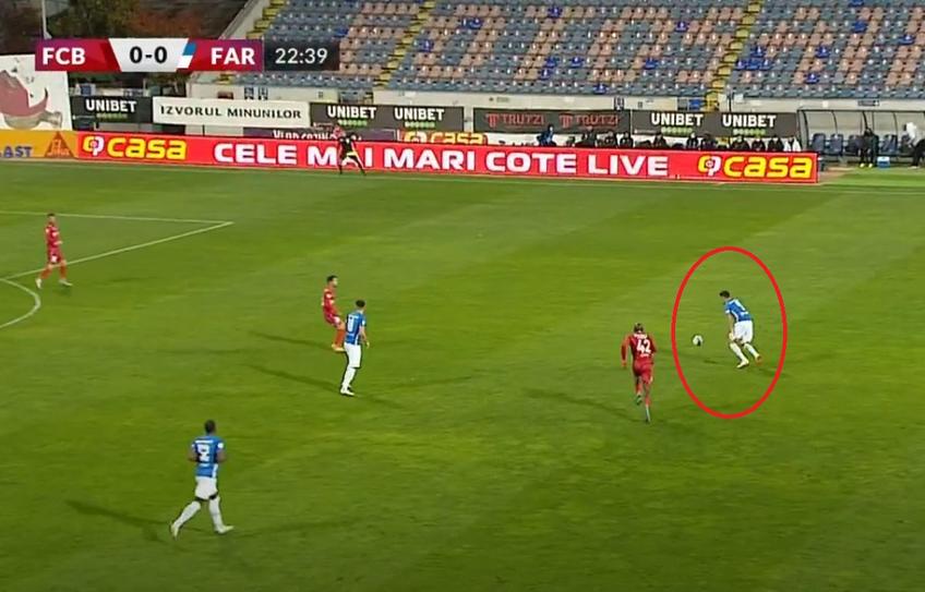 FC Botoșani - Farul | În minutul 23 al meciului din Moldova, Damien Dussaut (26 de ani), fundașul dreapta al oaspeților, a reușit un eurogol.