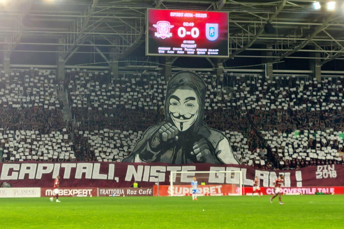 Scenografia afișată de rapidiști la derby-ul cu CSU Craiova