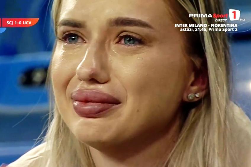 Soția lui Laurențiu Popescu a început să plângă după golul primit de soțul ei // foto: captură PrimaSport