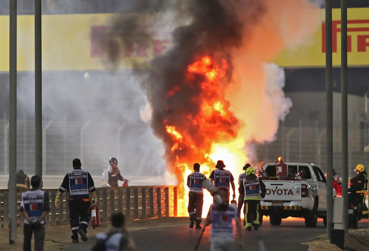 Accident - Mașina lui Romain Grosjean a luat foc. 29.11.2020