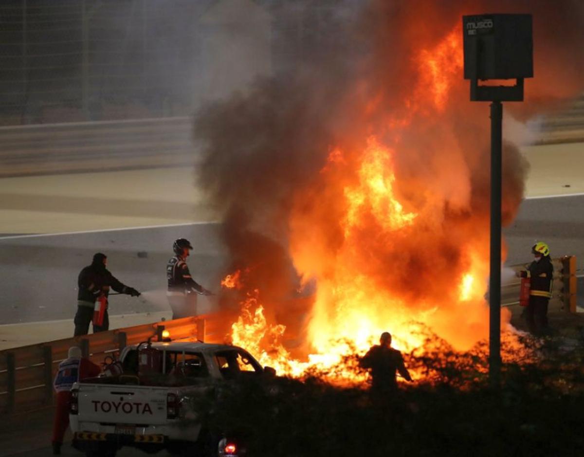 Accident - Mașina lui Romain Grosjean a luat foc. 29.11.2020