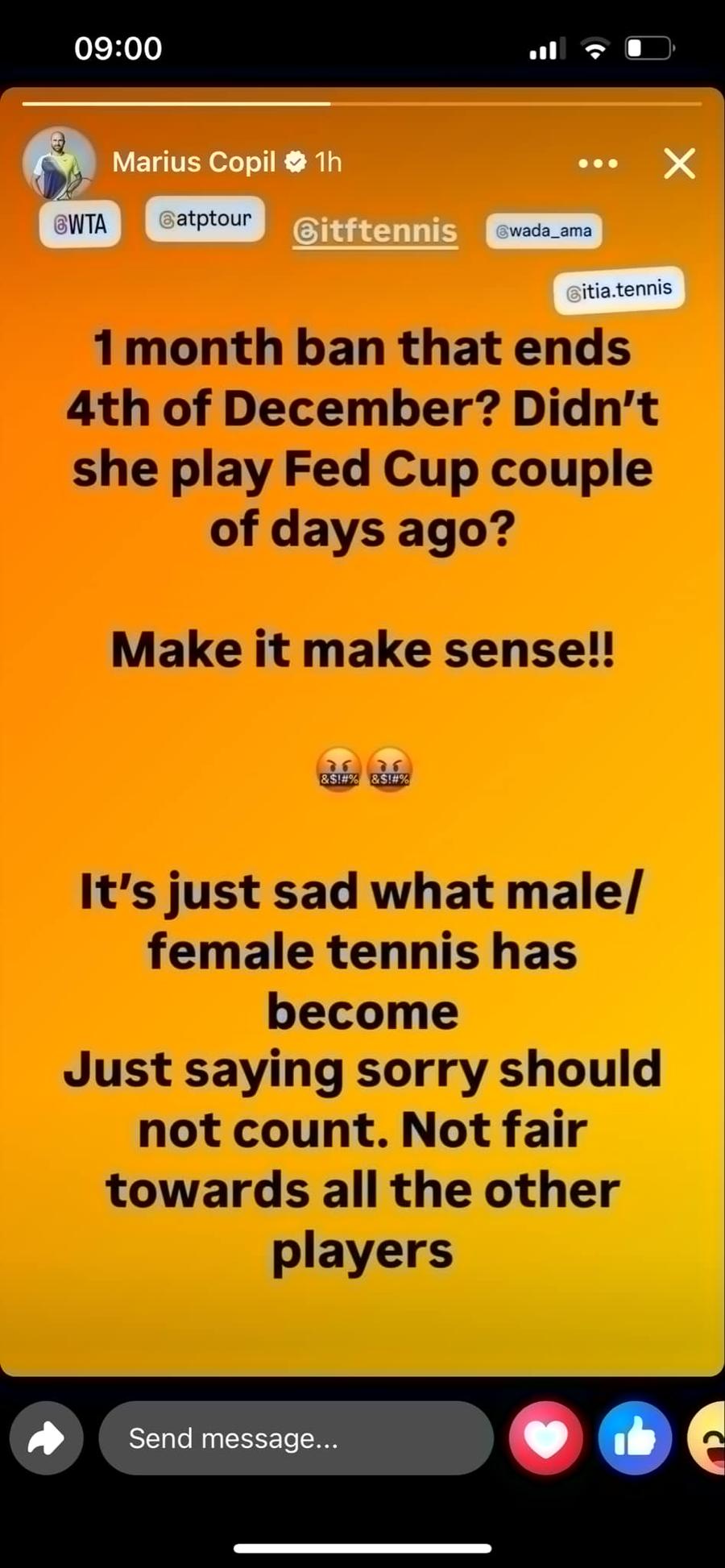Marius Copil, indignat de cazul de dopaj al polonezei Iga Swiatek: „E trist ce au ajuns tenisul masculin și cel feminin”