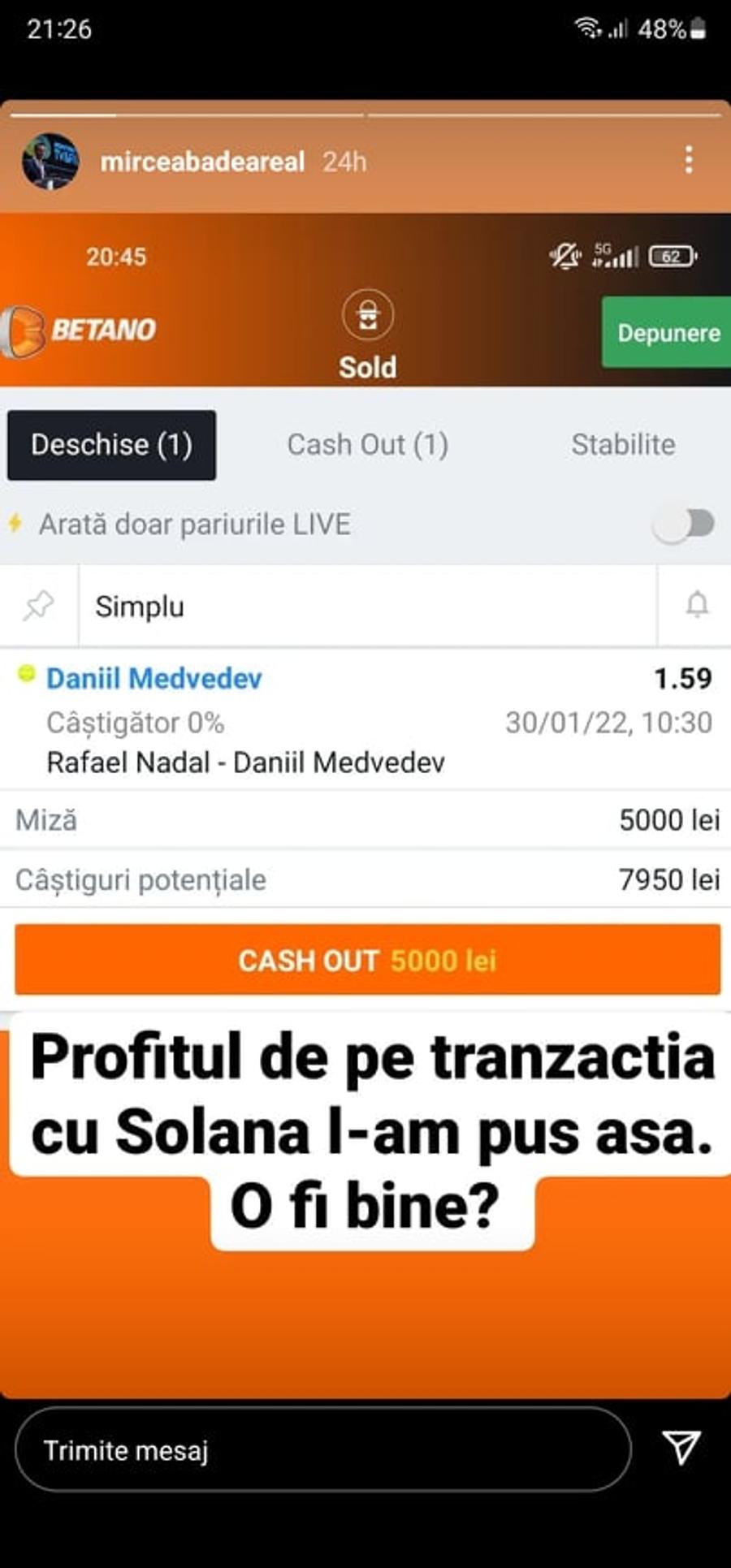 Pariul pus de Mircea Badea la finala Australian Open 2022 Mircea Badea „s-a fript” iar! Cât pariase pe victoria lui Medvedev cu Rafael Nadal, în finala Austalian Open