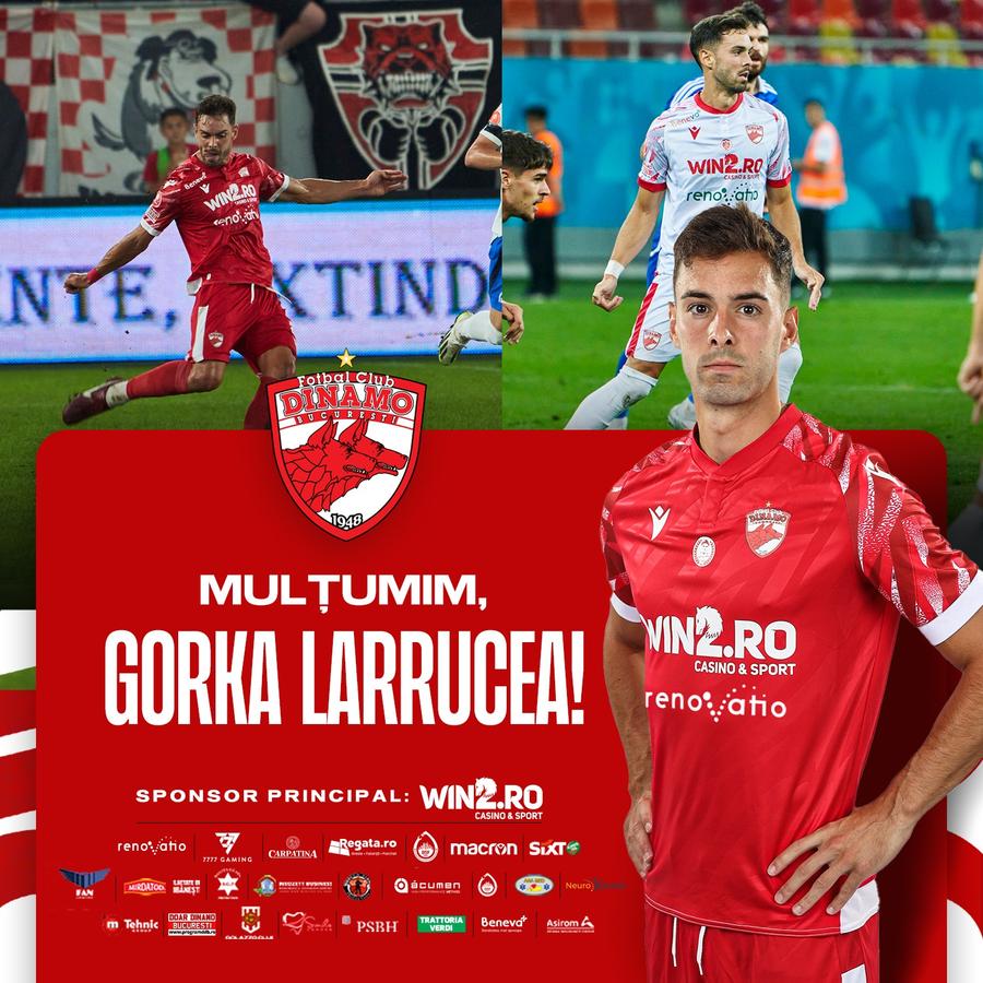 Gorka Larrucea a plecat de la Dinamo, foto: facebook Dinamo București Dinamo tocmai a anunțat plecarea unui fotbalist de bază în „era” Burcă: „Vă mulțumesc! Am înțeles alegerea lui Kopic”