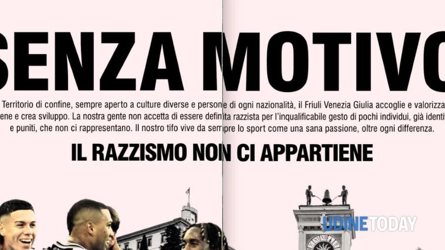 Pagina de publicitate din ziarele italiene „Fără motiv”. Inițiativă singulară în presa italiană! Pagină publicitară pentru a susține lupta împotriva rasismului