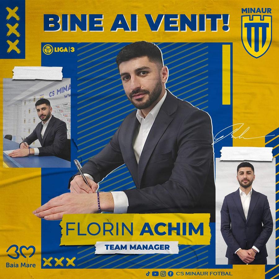 Prezentarea oficială a lui Florin Achim la Minaur Baia Mare Fotbalistul transferat în 2022 de Gigi Becali s-a făcut conducător, îl are ca model pe MM Stoica și anunță: „Vrem să ajungem în Superliga”