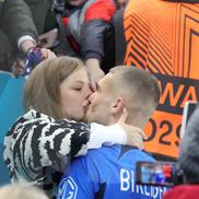 Antonia și Daniel Bîrligea, după FCSB - Manchester United 0-2. FOTO: Ionuț Iordache (GSP)