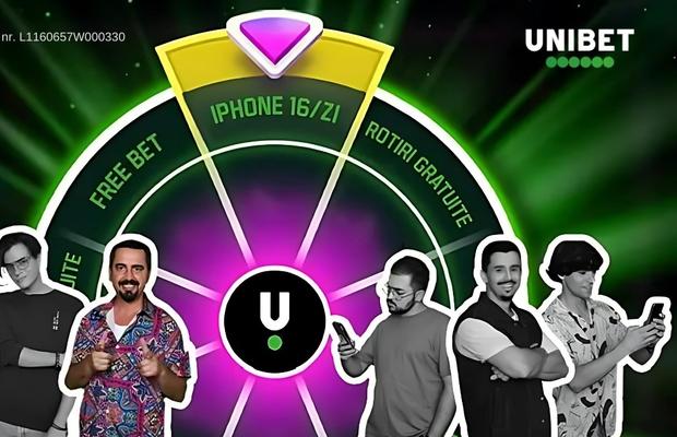 Câștigă zilnic la Spin 'n' Win Unibet: 1 x iPhone 16, rotiri și pariuri gratuite