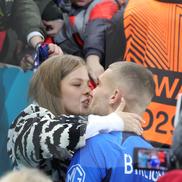 Antonia și Daniel Bîrligea, după FCSB - Manchester United 0-2. FOTO: Ionuț Iordache (GSP)