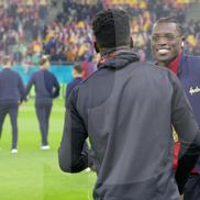 Joyskim Dawa și Andre Onana, înainte de FCSB - Manchester United / FOTO: Ionuț Iordache (GSP)