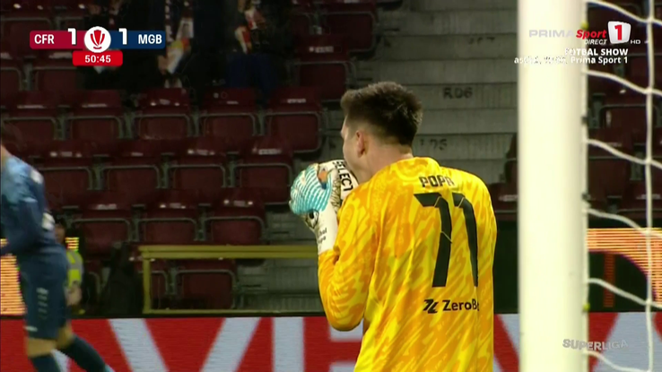 Mihai Popa, gafă monumentală în CFR Cluj - Metaloglobus. Captură Prima Sport 1
