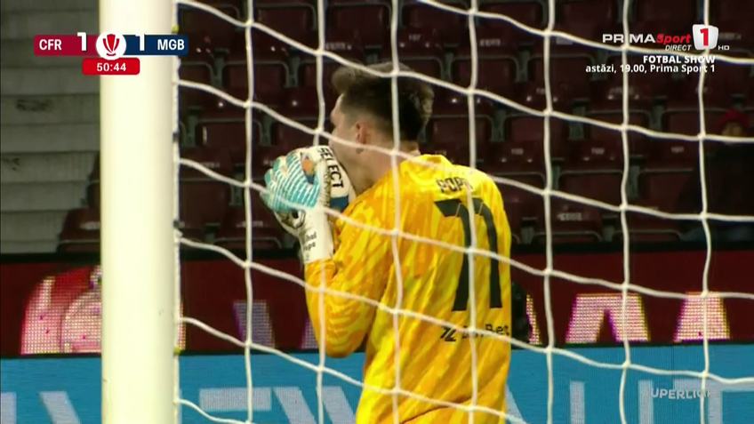 Mihai Popa, gafă monumentală în CFR Cluj - Metaloglobus. Captură Prima Sport 1