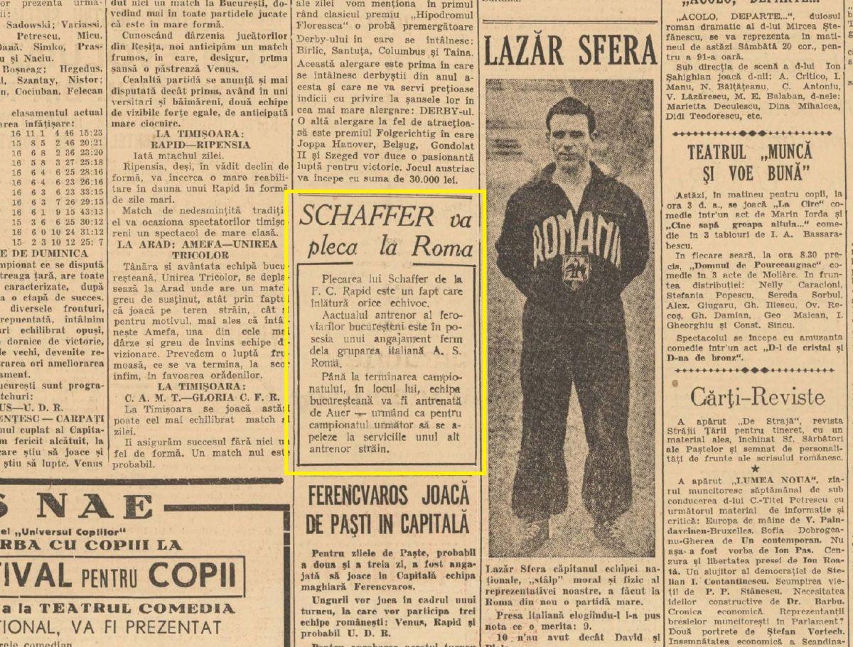 Alfred Schaffer, fost antrenor la Rapid, campion cu AS Roma