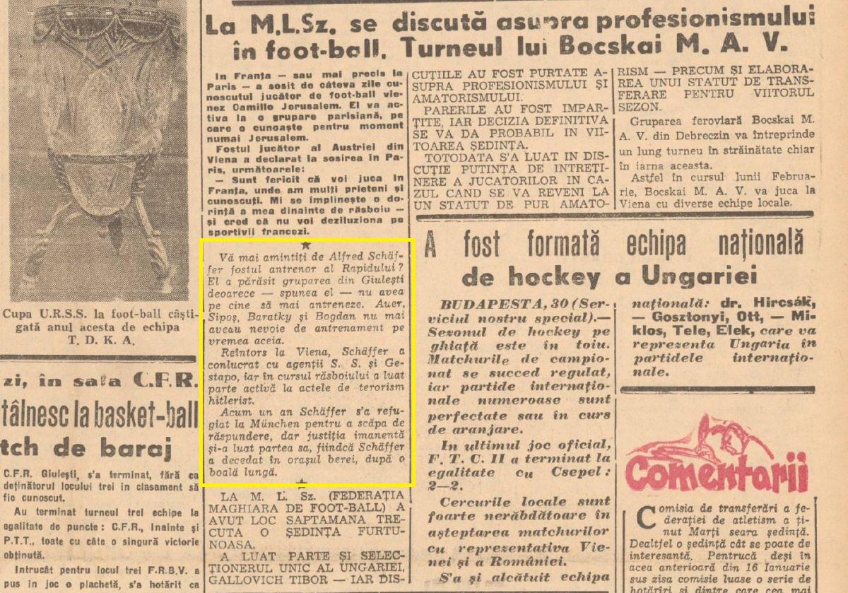 Alfred Schaffer, fost antrenor la Rapid, campion cu AS Roma