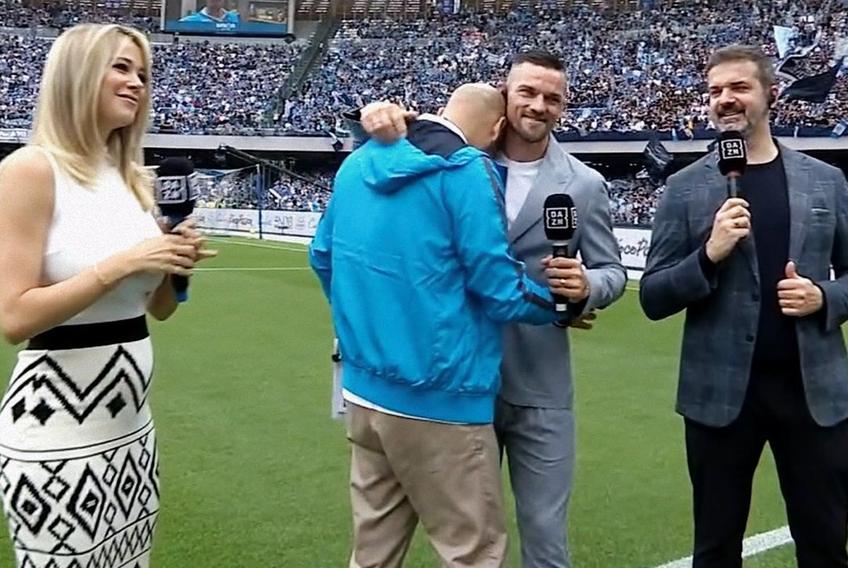 Daniele Bellini, în lacrimi la interviul cu Diletta Leotta/ foto:  Twitter @DAZN Italia