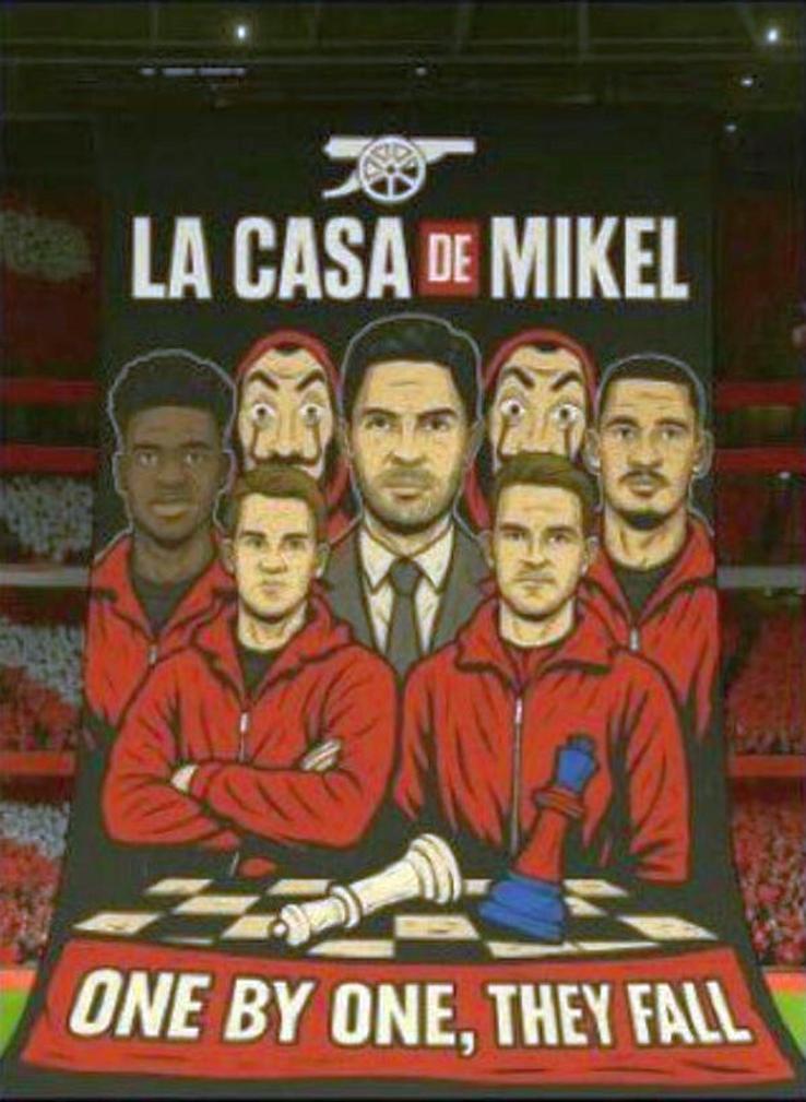 Așa arăta unul dintre cele 3 bannere pregătite de fanii lui Arsenal, dar respinse de club