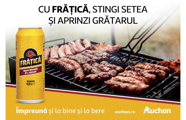 Nu e derby, dar e sărbătoare: de 1 Mai, berea Frățică, disponibilă exclusiv în magazinele Auchan, face spectacol la grătar