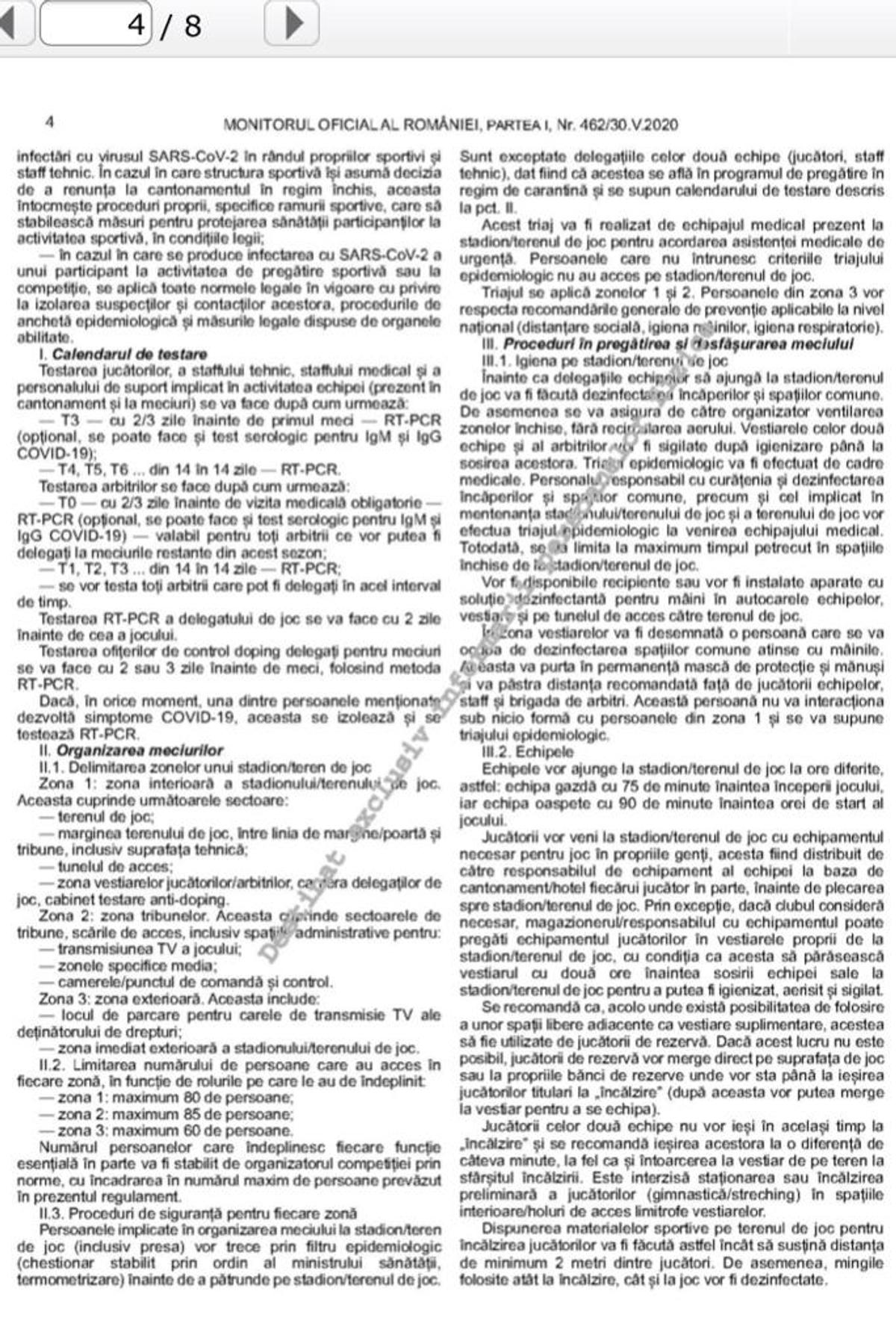 Regulile pentru reluarea competițiilor, publicate în Monitorul Oficial