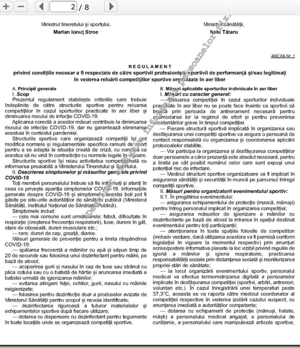 DOCUMENT Măsurile privind reluarea competițiilor, publicate în Monitorul Oficial: 3 informații esențiale vizează Liga 1