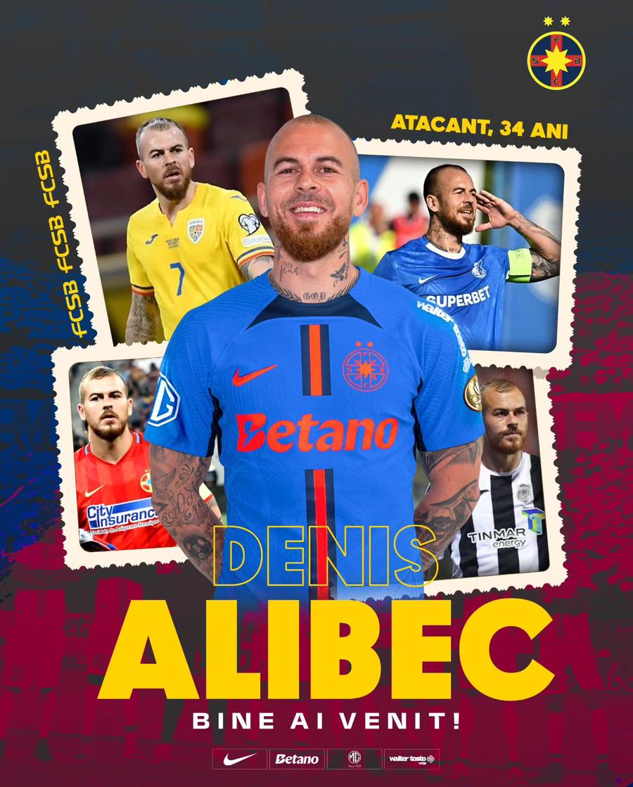 Denis Alibec, prezentat oficial la FCSB // foto: Facebook FCSB l-a prezentat oficial pe Denis Alibec. MM Stoica exultă: „Acum avem nouă!”
