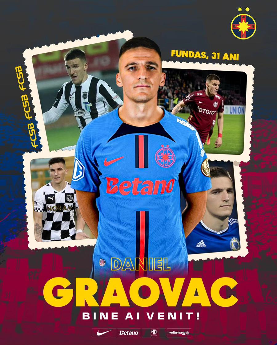 FCSB l-a prezentat pe Daniel Graovac // foto: Instagram FCSB și-a prezentat prima achiziție a verii, imediat după transferul lui Alibec: „Se va alătura lotului”