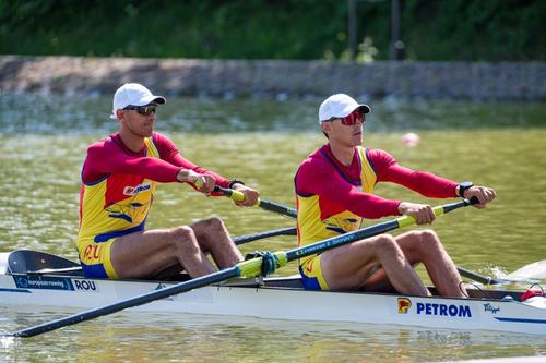 Florin Arteni și Florin Lehaci în semifinalele CE 2025 Foto: FR Canotaj/Balint Czucz
