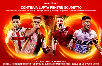 Lupta pentru Scudetto continuă în Serie A! Juventus și Lazio se duelează de la distanță. Ești gata să prinzi SuperBilete?