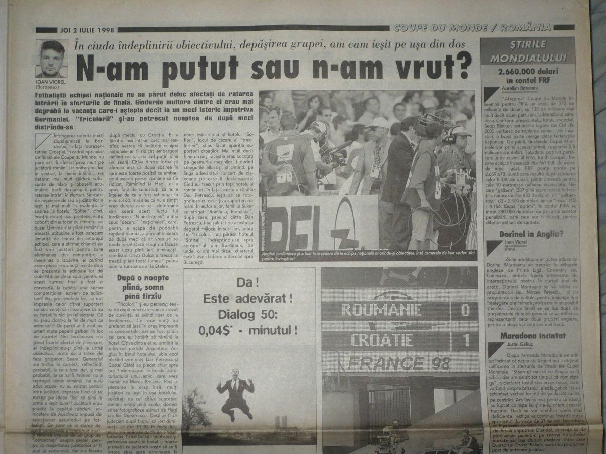 24 de ani de la România - Croația, ultimul meci al „tricolorilor” la un Campionat Mondial